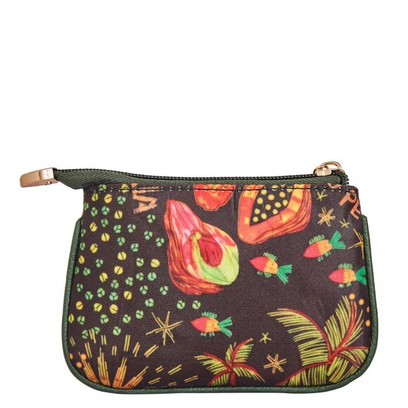 Sishka Women Green Printed Nylon with Leather Trim Travel Coin Pouch - Picture 8 of 8